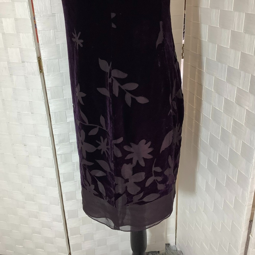 Liz claiborne night plum purple floral velvet dress size 8 - Picture 4 of 13